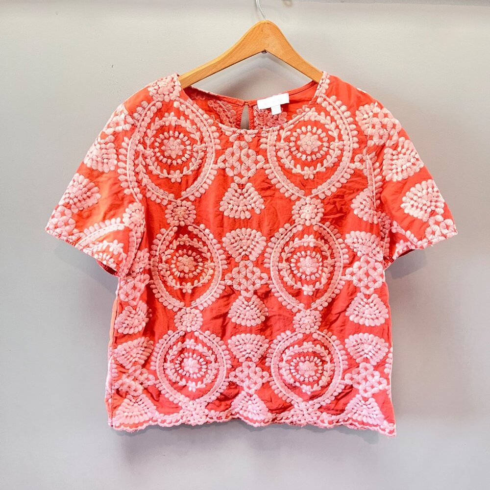 Anthropologie Eri and Ali Coralie Embroidered Short Sleeve Blouse-M